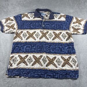 Vintage RJC Hawaiian Aloha Surfboard Print Polo Shirt Men's‎ Size XL